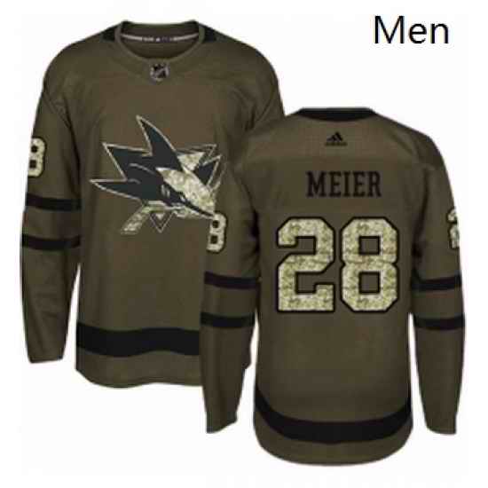Mens Adidas San Jose Sharks 28 Timo Meier Premier Green Salute to Service NHL Jersey